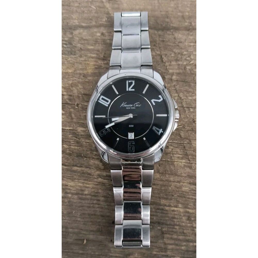 Men's Stainless Steel Kenneth Cole 42mm Watch With Black Dial - New Battery - Picture 7 of 11